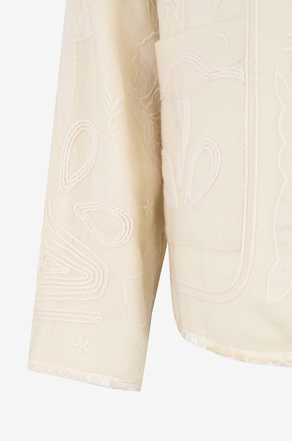 FORTE FORTE Iris Velvet embroidered oversized lightweight jacket in blended wool Women EGGSHELL 3