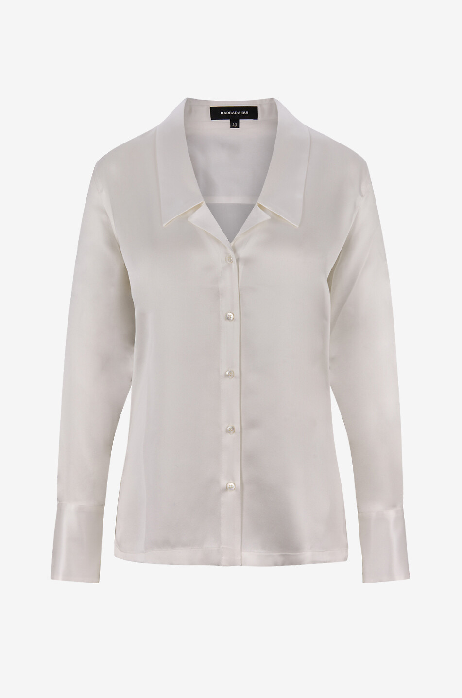 Oversized collar silk satin shirt