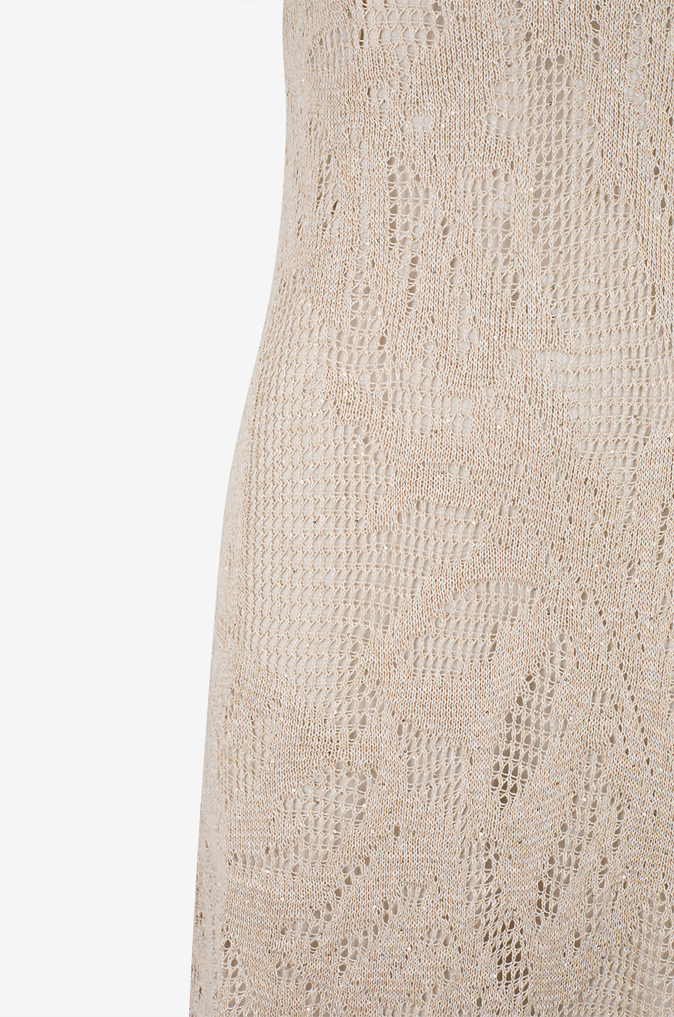 BRUNELLO CUCINELLI Long-sleeved openwork linen knit dress Women BEIGE 3