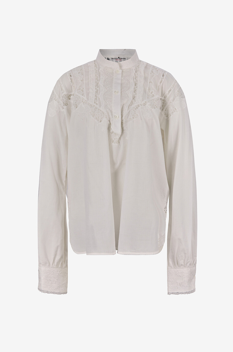 ERMANNO SCERVINO Embroidered cotton loose-fit mandarin collar blouse Women WHITE 1