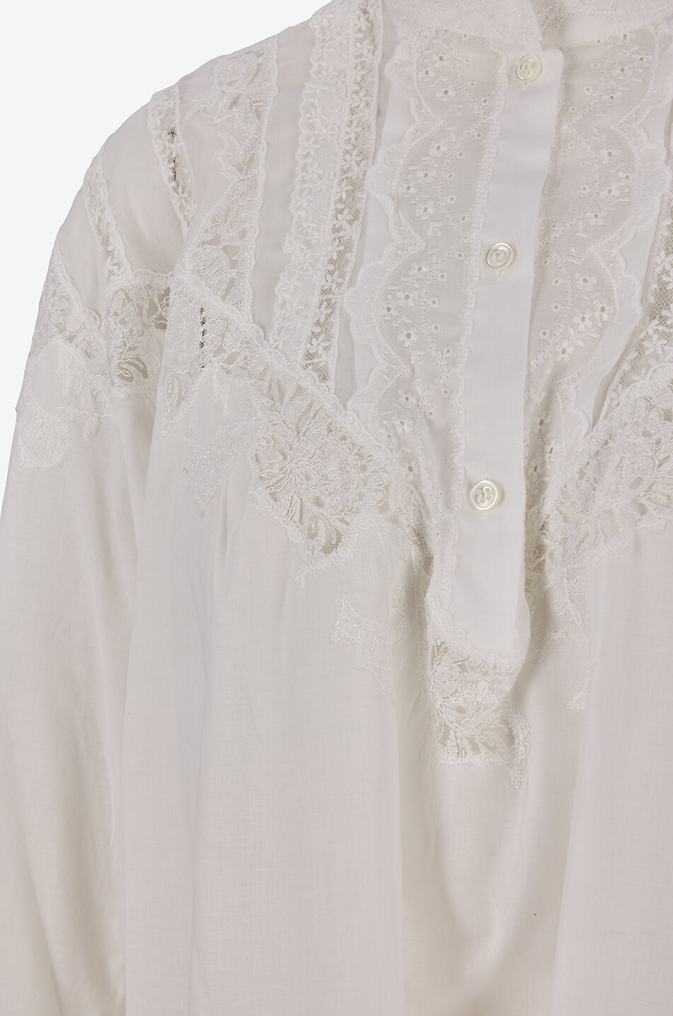 ERMANNO SCERVINO Embroidered cotton loose-fit mandarin collar blouse Women WHITE 3