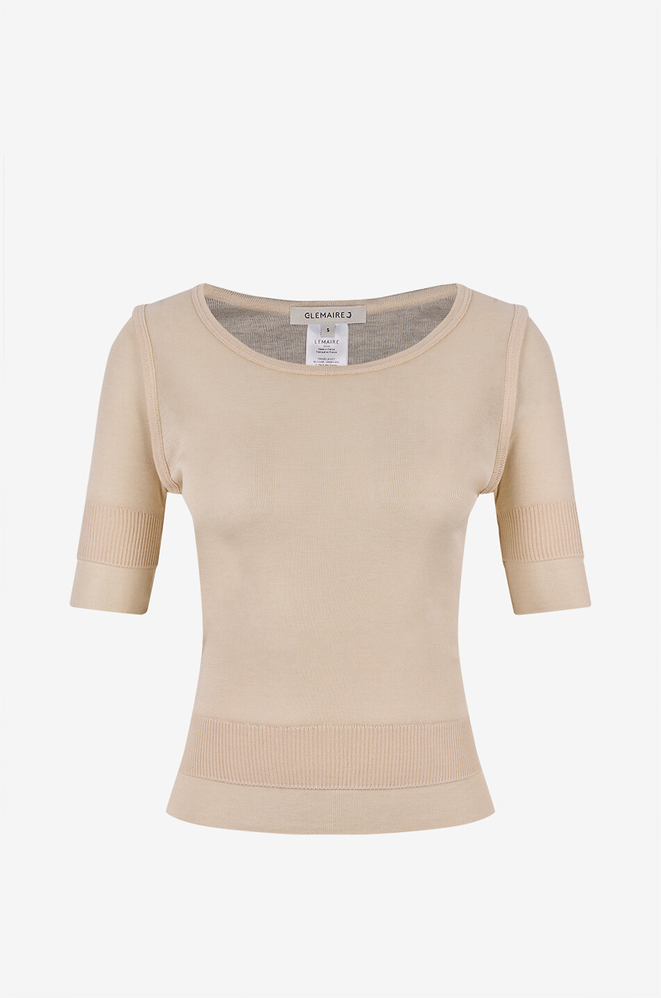 LEMAIRE T-Shirt mit Rundhalsausschnitt aus Viskose und Seide Damen CREMEFARBEN 1