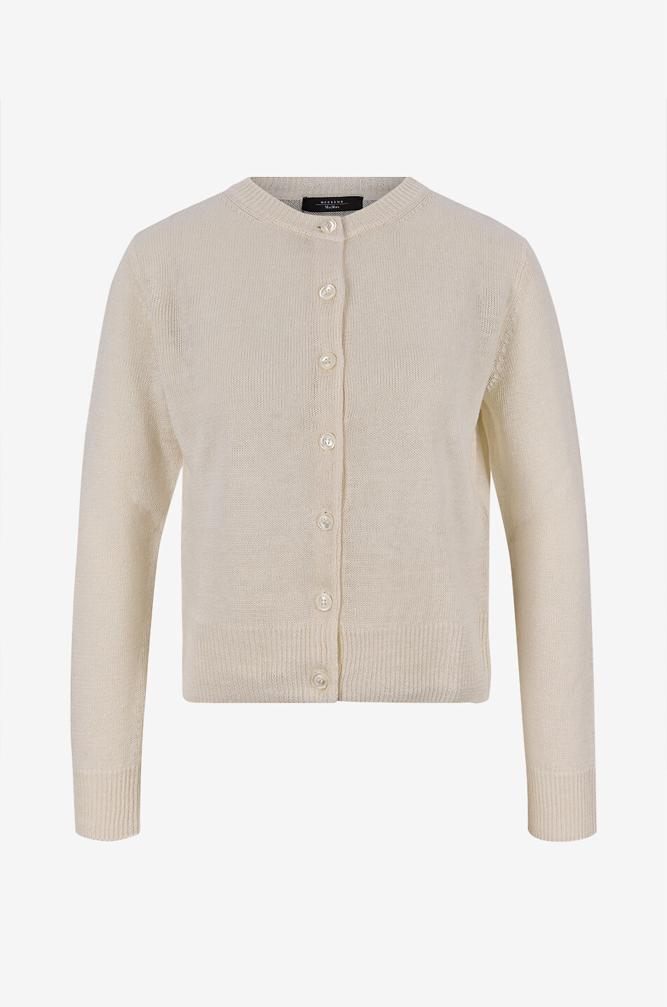 WEEKEND MAX MARA Cardigan à col rond en lin Badia Femme Beige clair 1