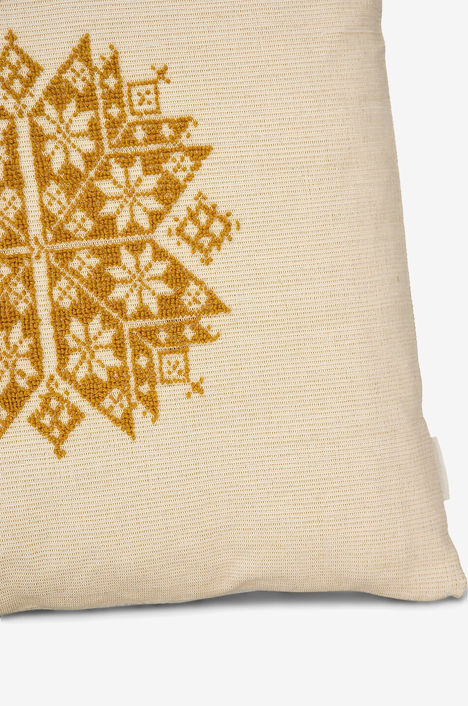 HOUSE OF CAPRICORN Coussin carré en coton brodé à rayures géométriques Augusta Maison JAUNE 3