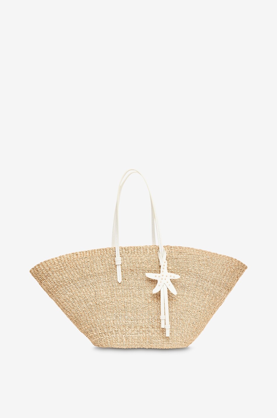 Geflochtener Shopper aus Bast und Leder East West Charm