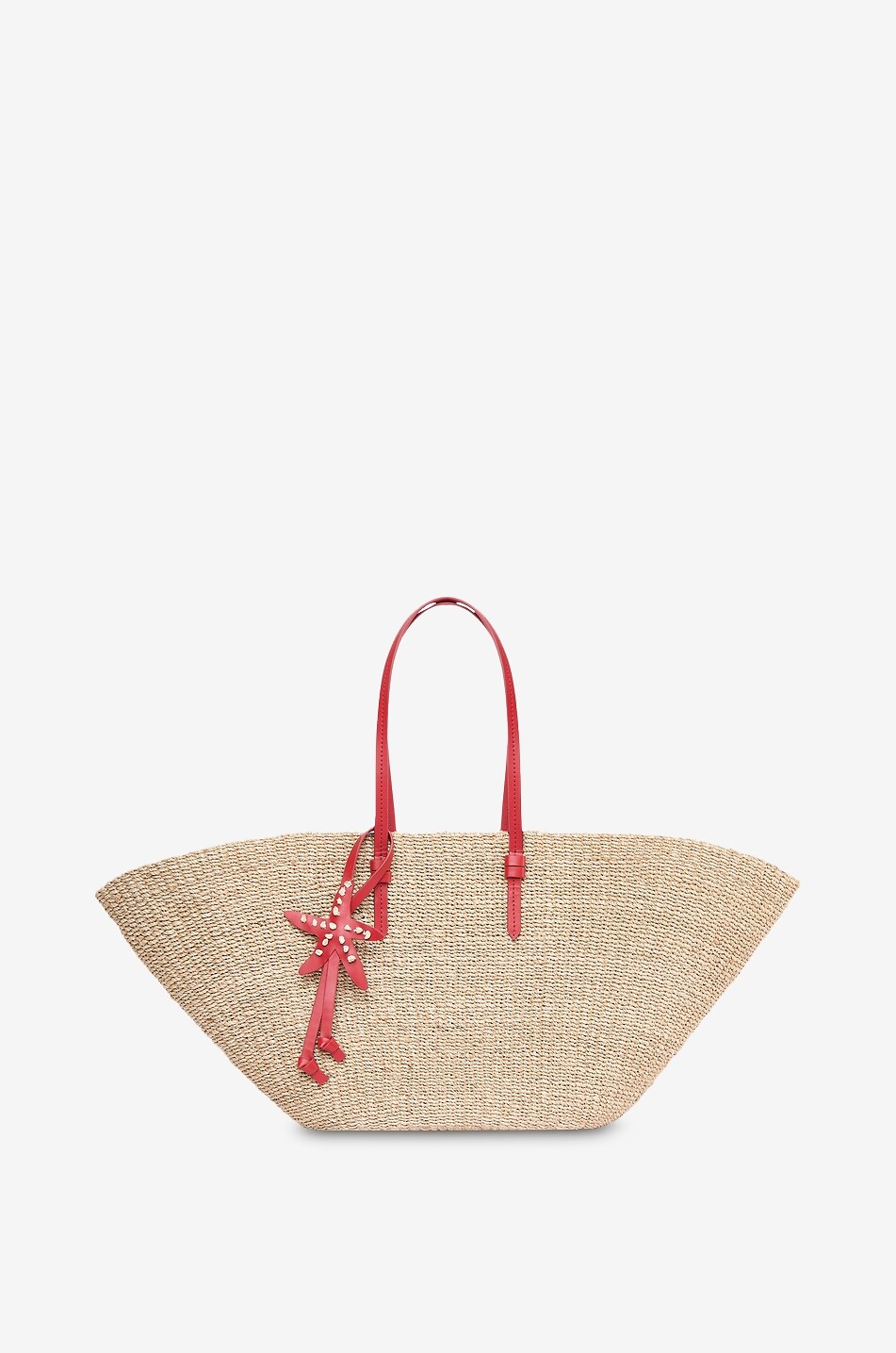 Geflochtener Shopper aus Bast und Leder East West Charm