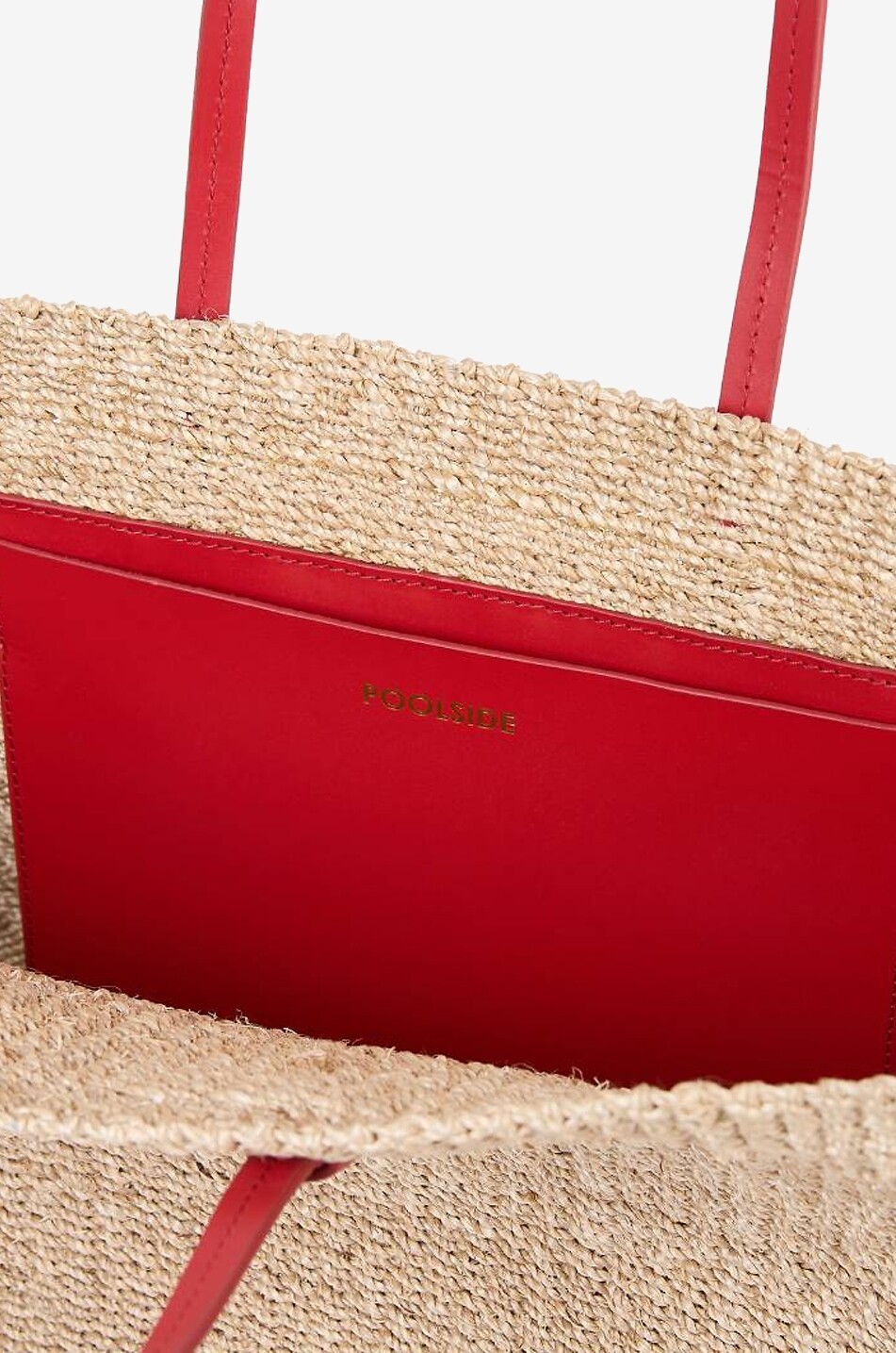 POOLSIDE Geflochtener Shopper aus Bast und Leder East West Charm Damen ROT 2