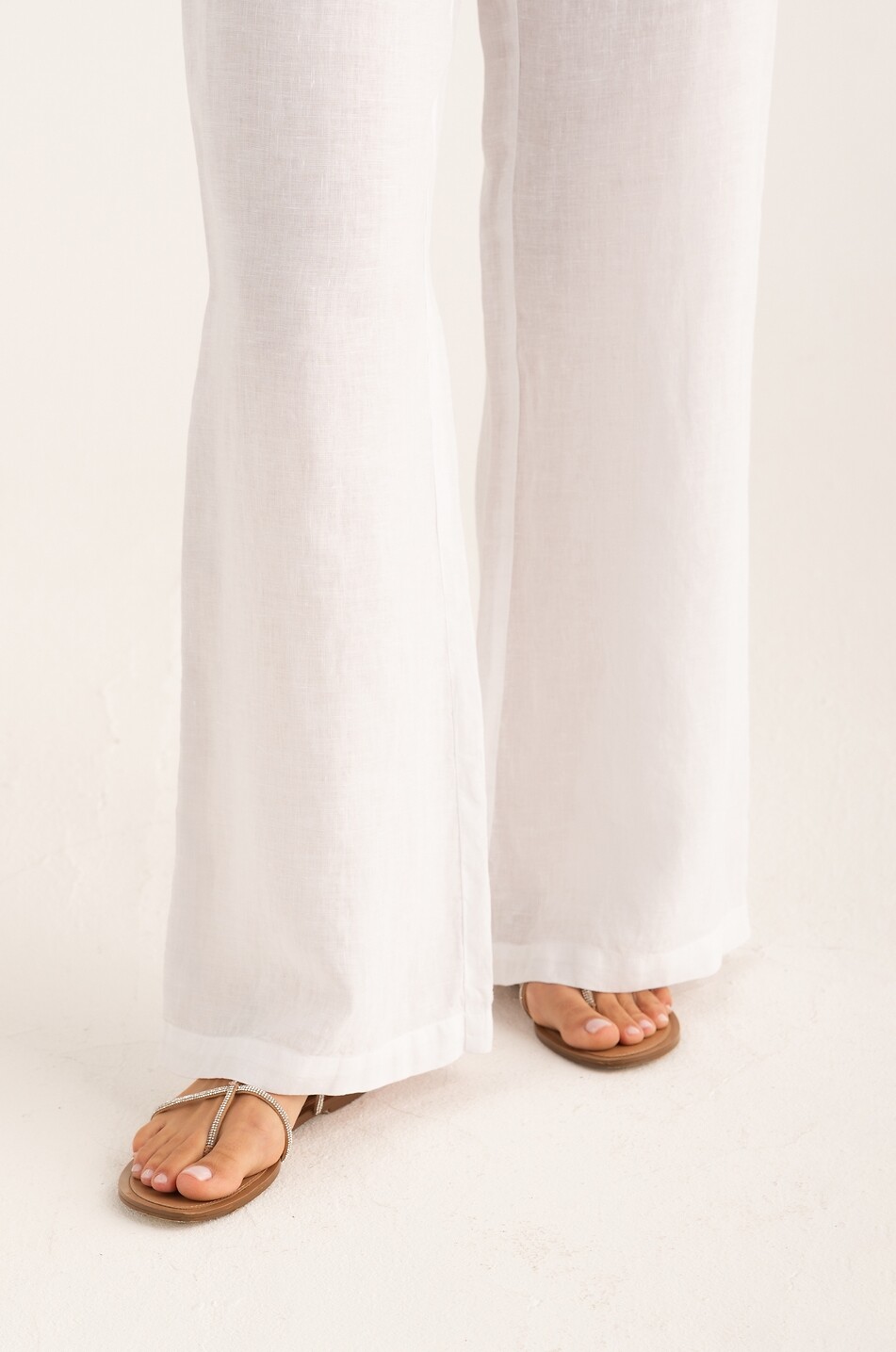 120% LINO Weite Hose mit geradem Bein aus Leinen Damen WEISS 5