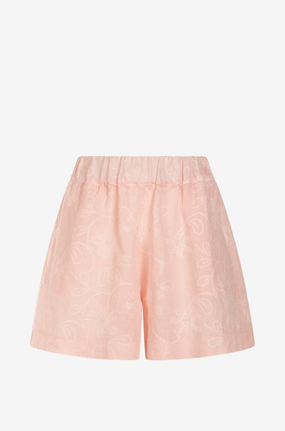 Short large brodé en lin