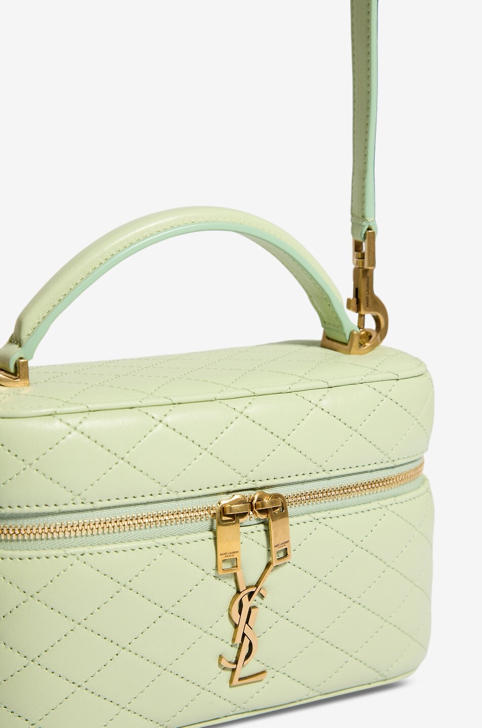 SAINT LAURENT PARIS Mini-Schultertasche aus gestepptem Nappaleder Gaby Vanity Damen HELLGRÜN 5