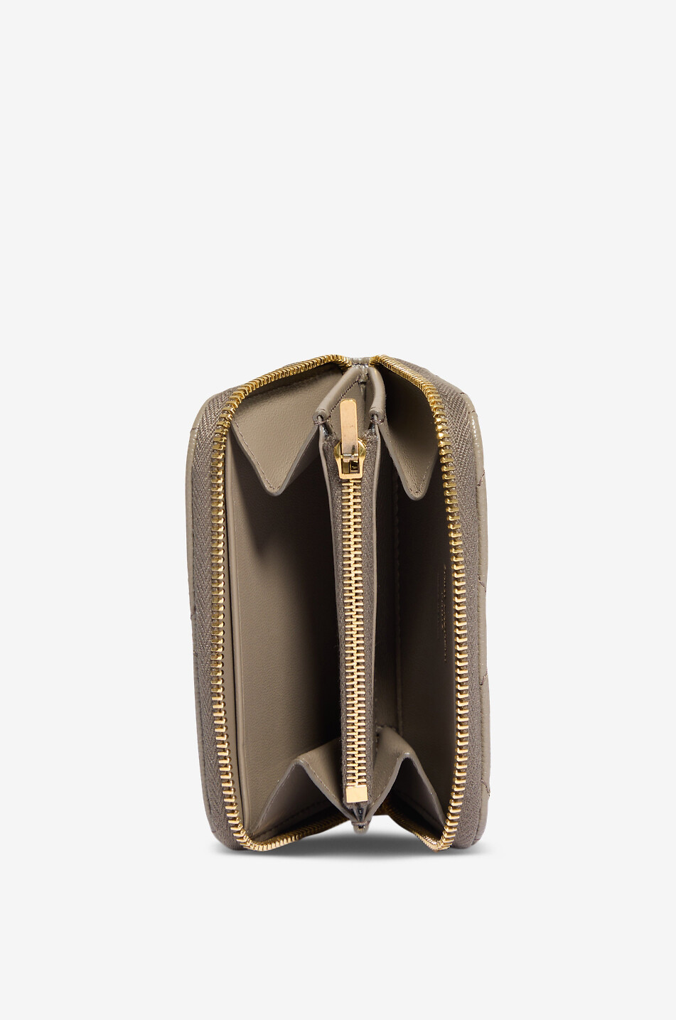 SAINT LAURENT PARIS Gesteppte Brieftasche aus Grain de Poudre Leder Cassandre Bijou Damen DUNKELGRAU 2