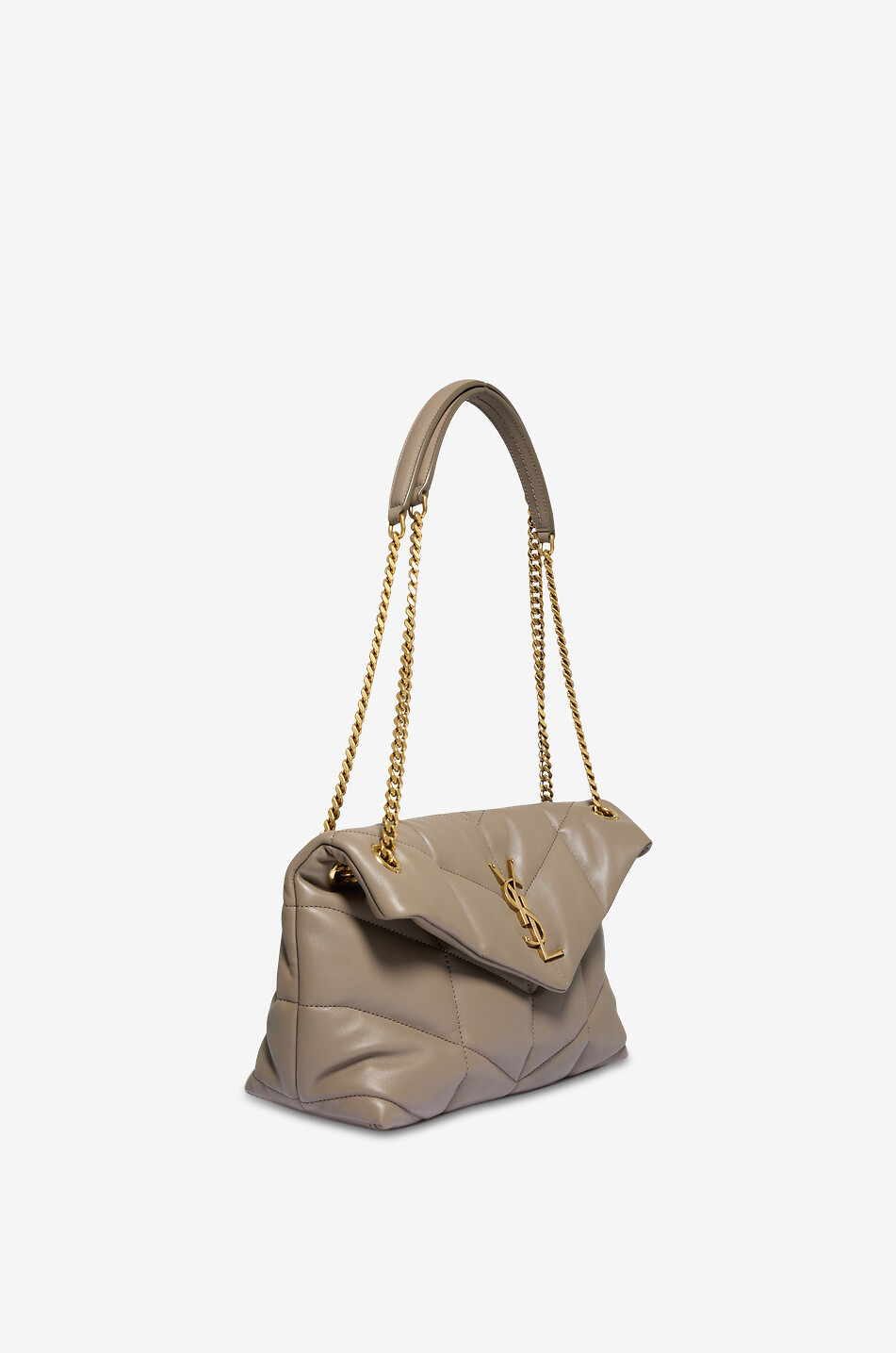 SAINT LAURENT PARIS Sac porté épaule en cuir d'agneau matelassé Puffer Small Femme GRIS 1