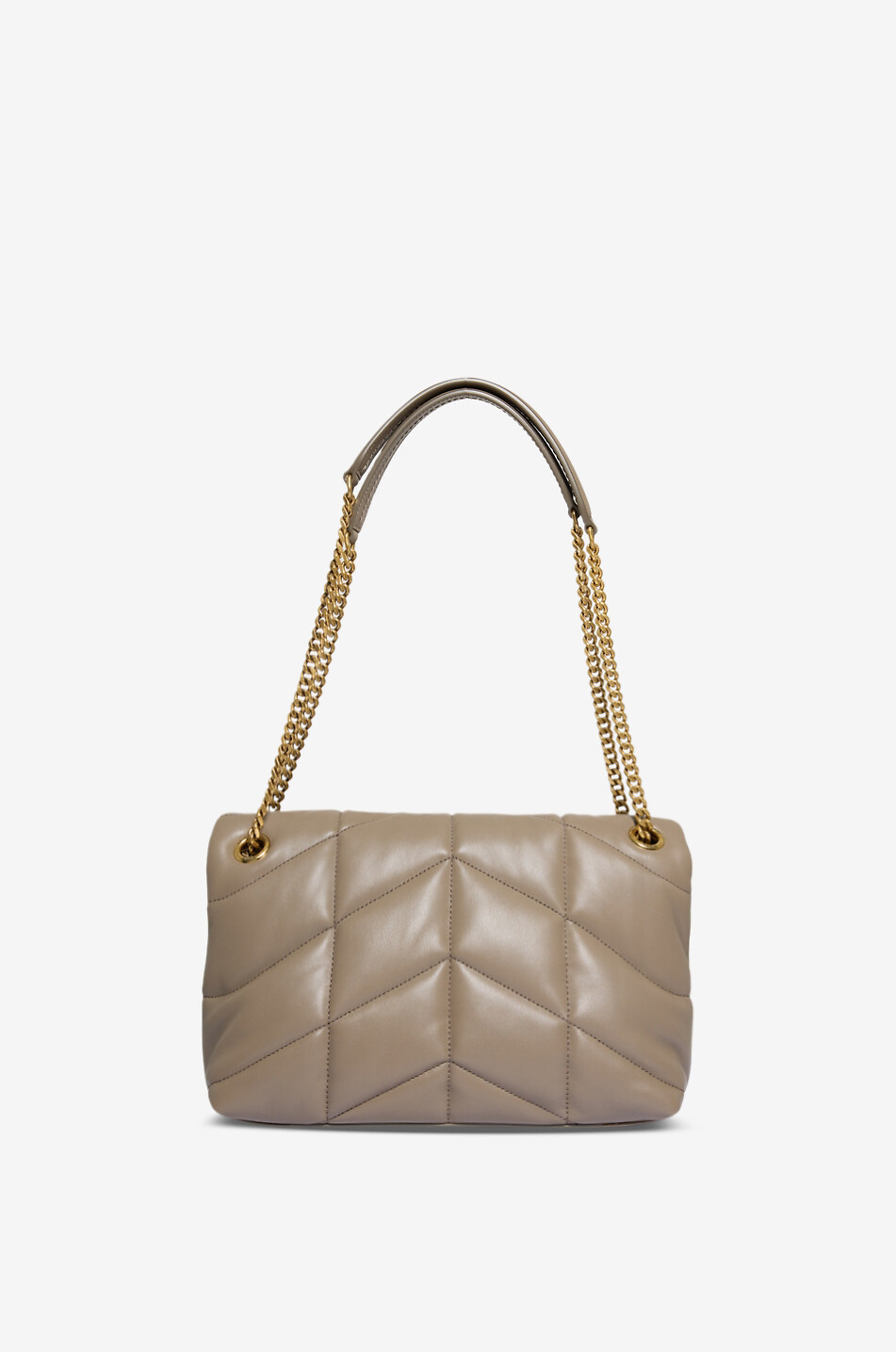 SAINT LAURENT PARIS Sac porté épaule en cuir d'agneau matelassé Puffer Small Femme GRIS 2