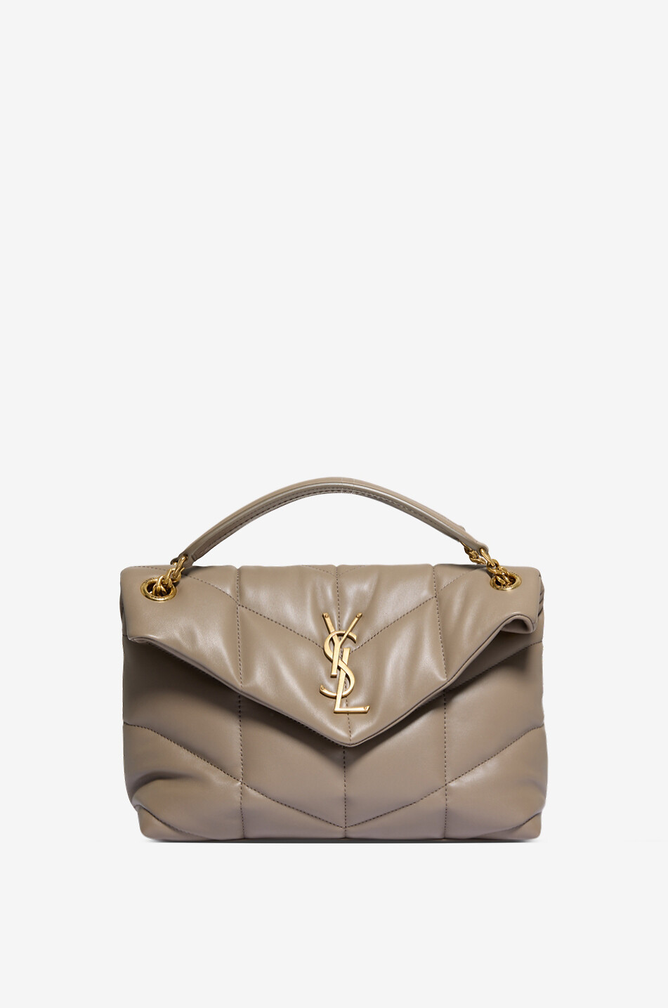 SAINT LAURENT PARIS Sac porté épaule en cuir d'agneau matelassé Puffer Small Femme GRIS 3