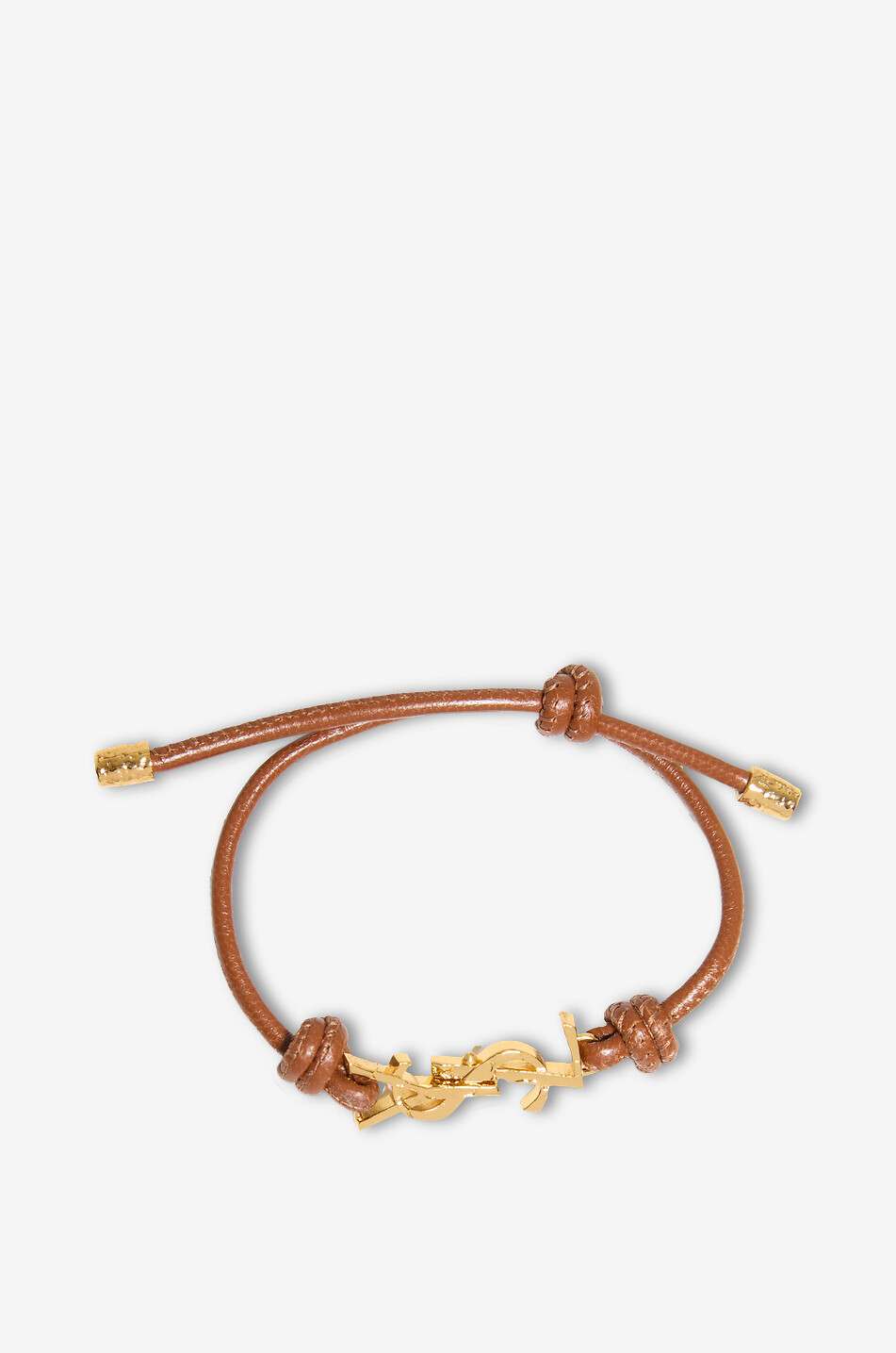 SAINT LAURENT PARIS Armband aus Leder mit Cassandre-Logo Damen BRAUN 1