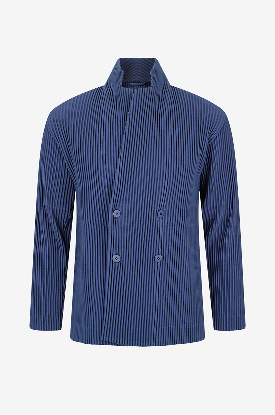 Fitted pleated short jersey blazer