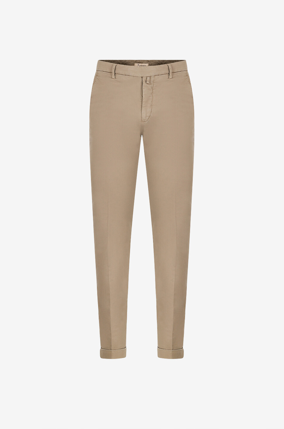 B SETTECENTO Slim fit gabardine chino trousers with turn-ups Men MEDIUM KHAKI 1