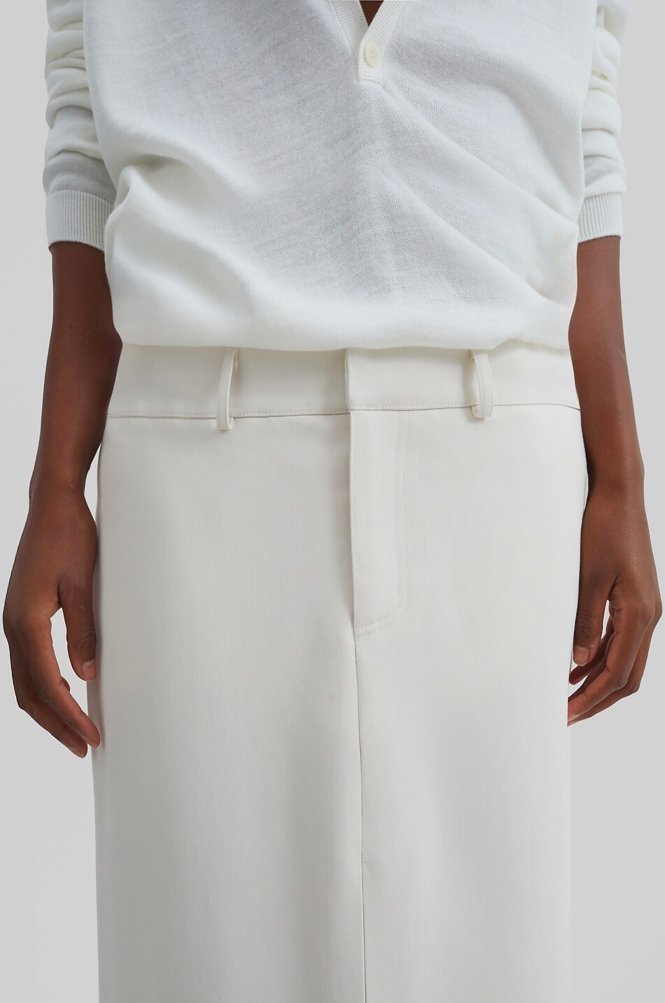 THE FRANKIE SHOP Midi-Rock mit Schlitz aus Viskose Maybelle Damen CREMEFARBEN 4