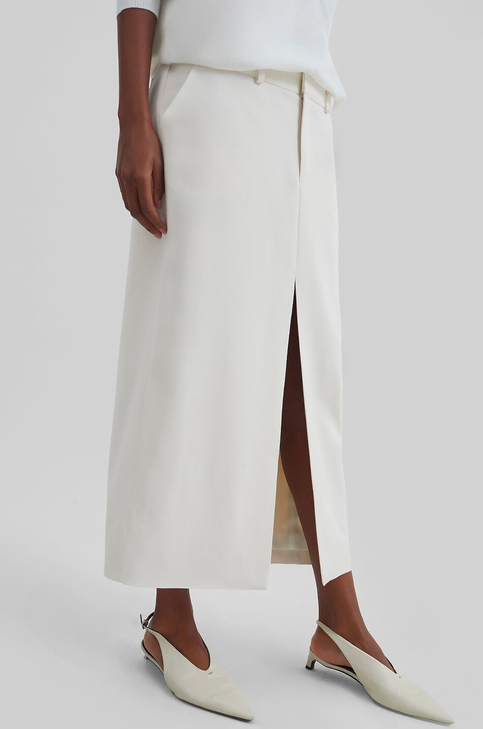 THE FRANKIE SHOP Midi-Rock mit Schlitz aus Viskose Maybelle Damen CREMEFARBEN 5