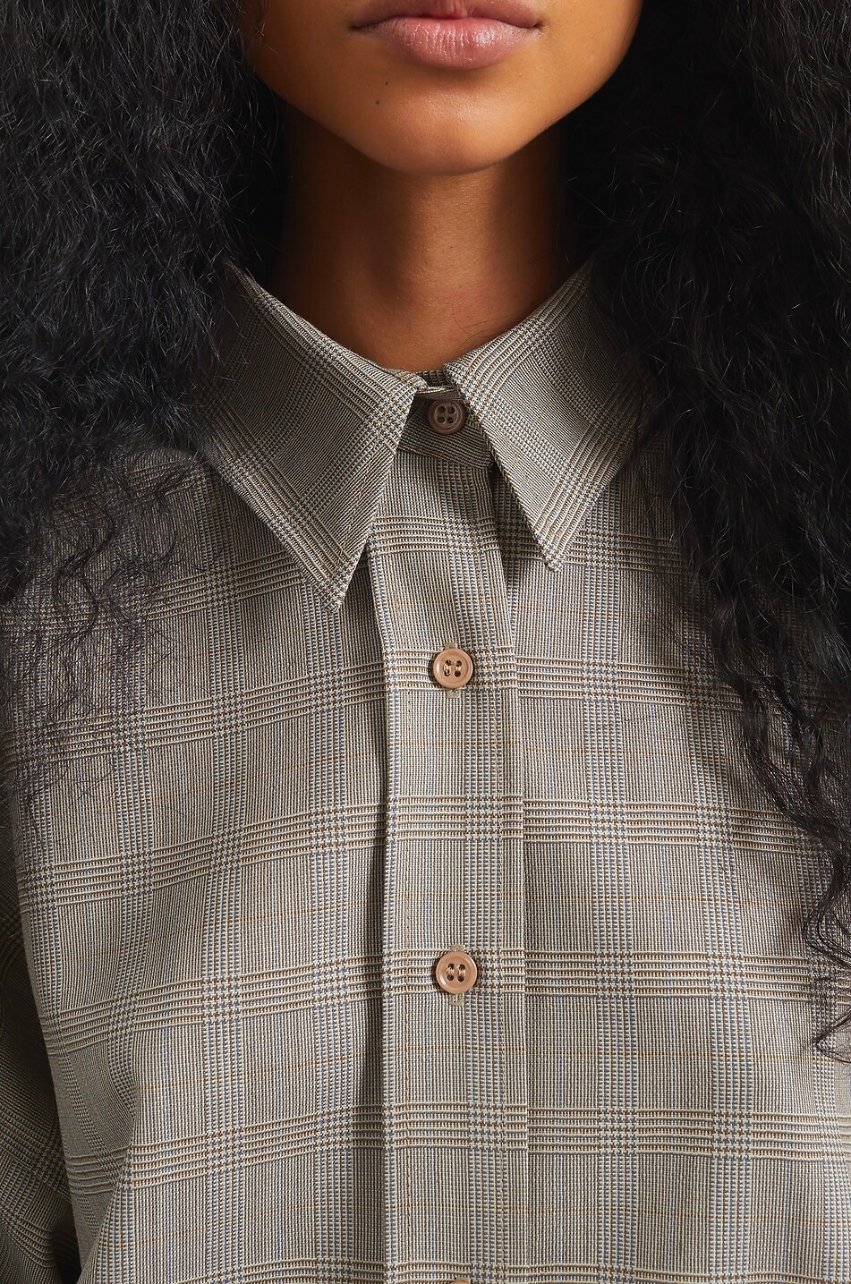 THE FRANKIE SHOP Chemise ample à carreaux en laine mélangée Arlen Femme BEIGE 6