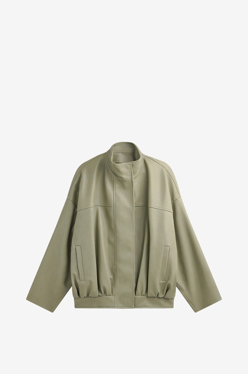 Veren oversized high-neck bomber in faux leather