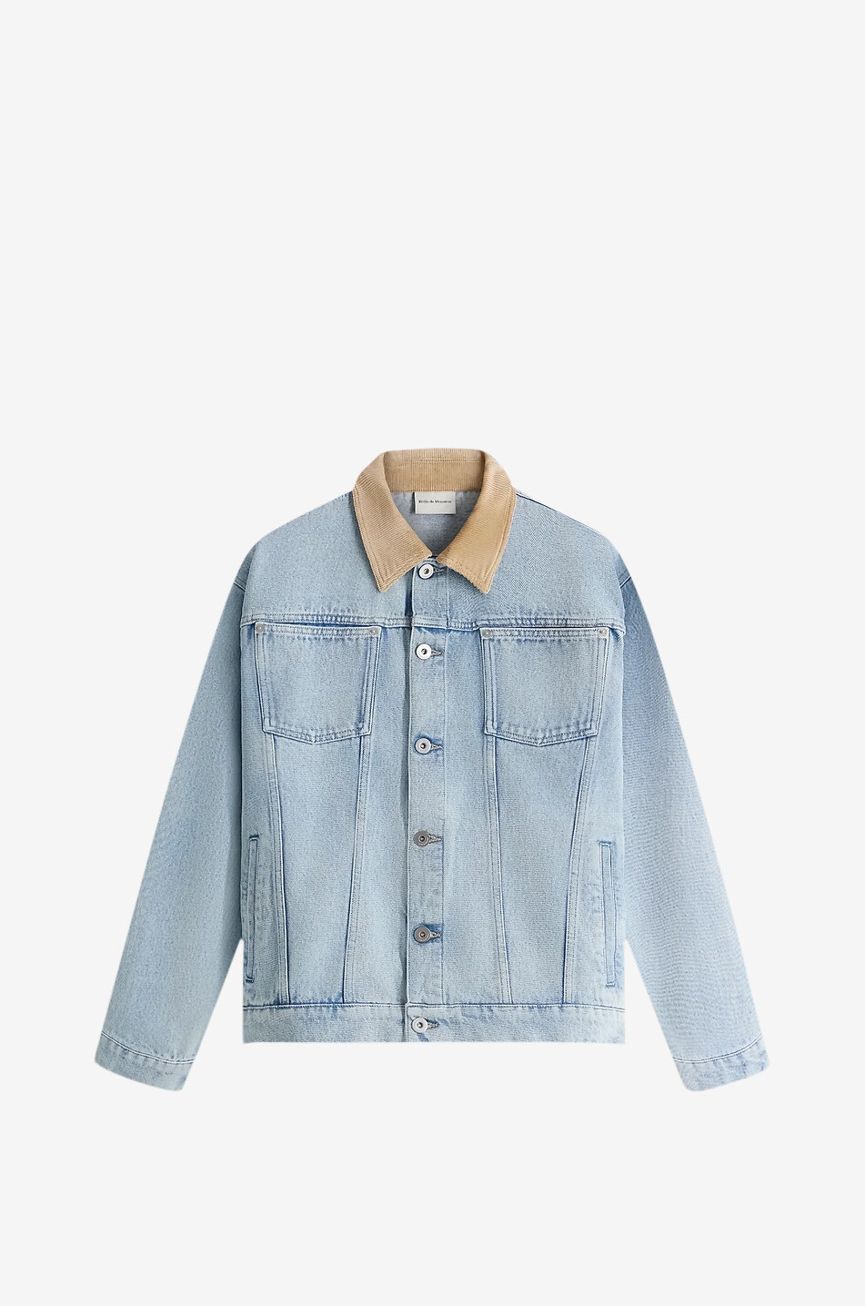 Cropped faded denim jacket in cotton
