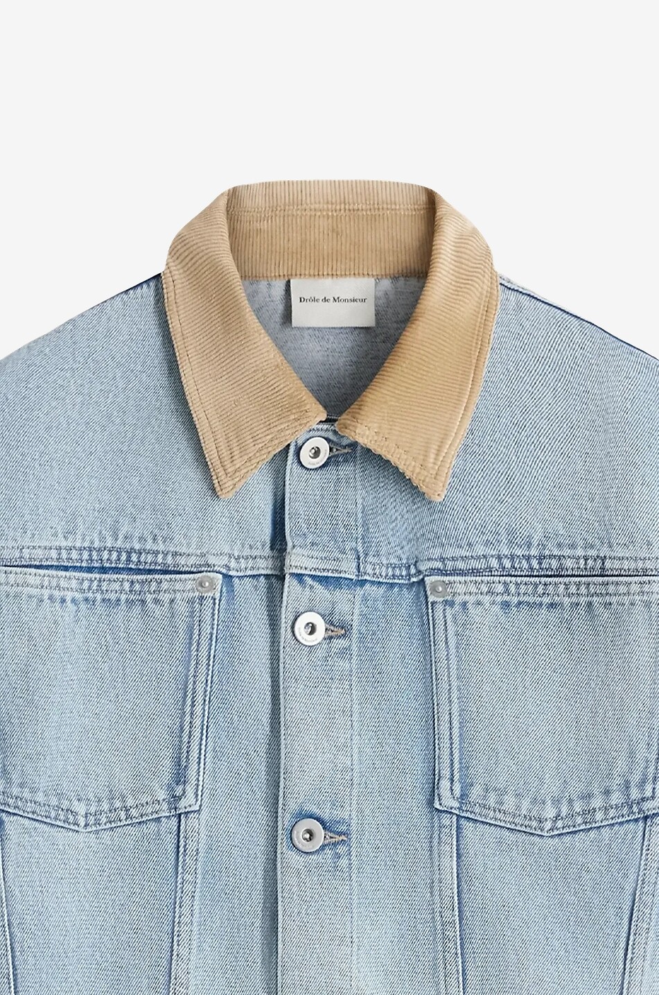 DROLE DE MONSIEUR Cropped faded denim jacket in cotton Men BLUE 2