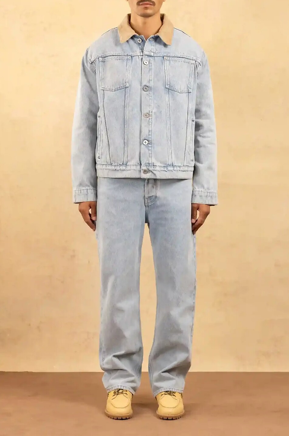 DROLE DE MONSIEUR Cropped faded denim jacket in cotton Men BLUE 3