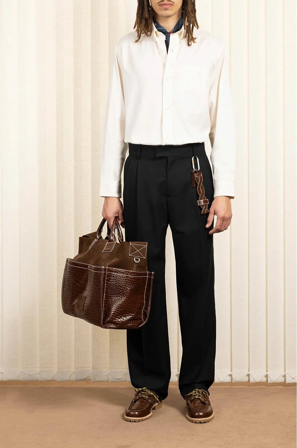 DROLE DE MONSIEUR Le Pantalon Golfeur pleated straight-leg trousers in blended virgin wool Men BLACK 3