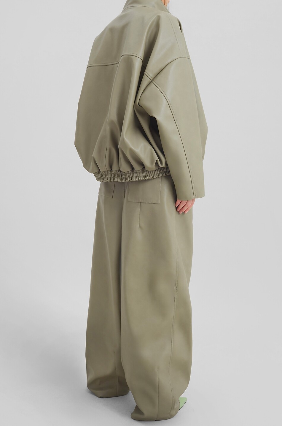 THE FRANKIE SHOP Veren oversized high-neck bomber in faux leather Women LIGHT GREEN 3