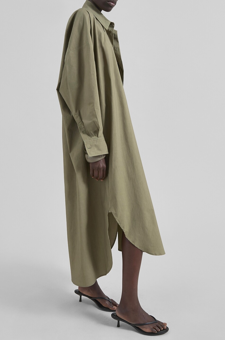 THE FRANKIE SHOP Bloom cotton poplin midi shirt dress Women KHAKI 3