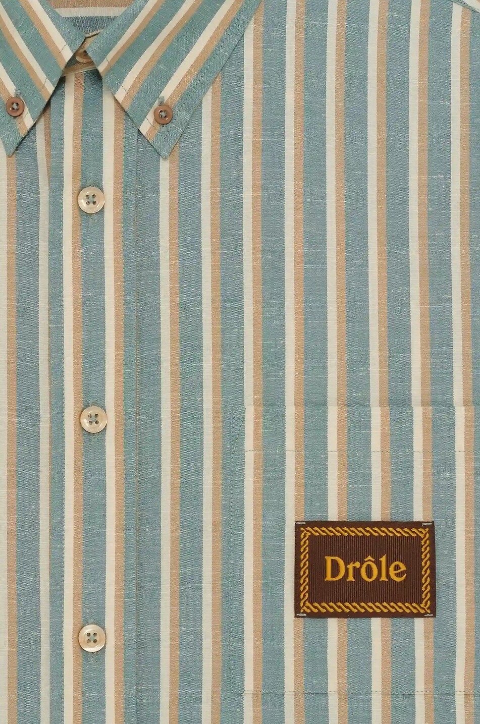 DROLE DE MONSIEUR Chemise rayée à col américain en coton Homme VERT 2