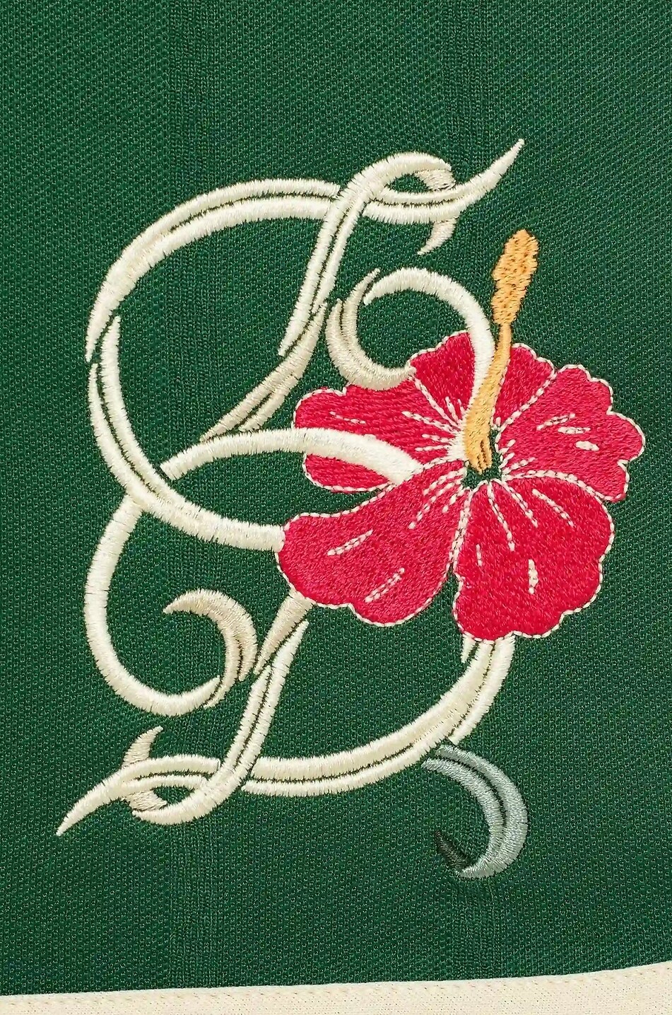 DROLE DE MONSIEUR D Hibiscus cotton jersey shorts with embroidered logo Men DARK GREEN 2