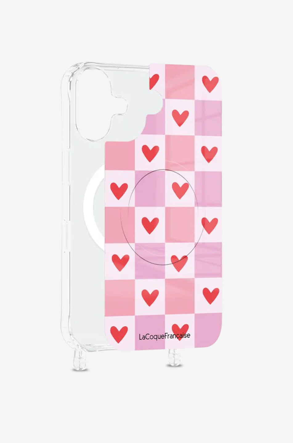 LA COQUE FRANCAISE Plaque magnétique MagSafe pour iPhone 17 Coeur Carreau Femme ROSE 1