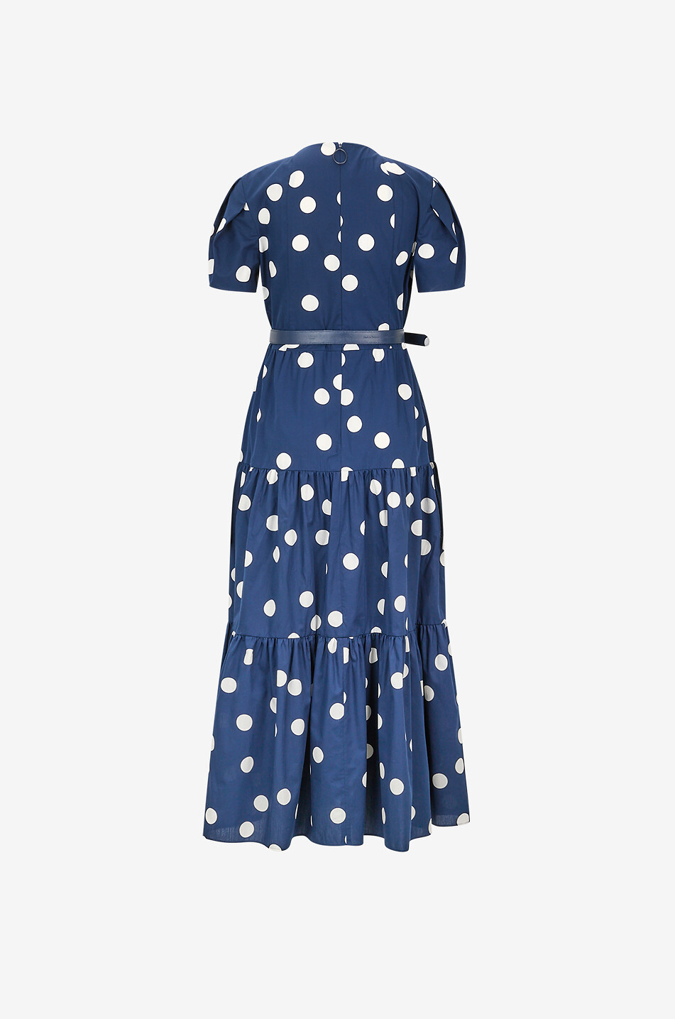 AKRIS PUNTO Long-sleeved belted polka dot cotton dress Women DARK BLUE 2