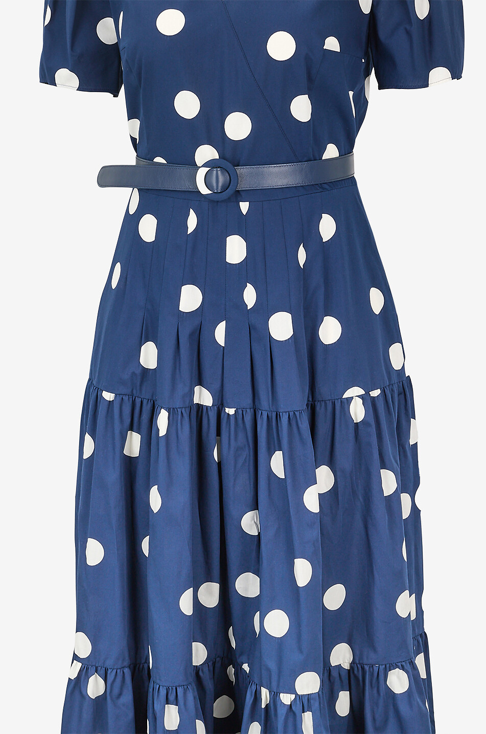 AKRIS PUNTO Long-sleeved belted polka dot cotton dress Women DARK BLUE 7