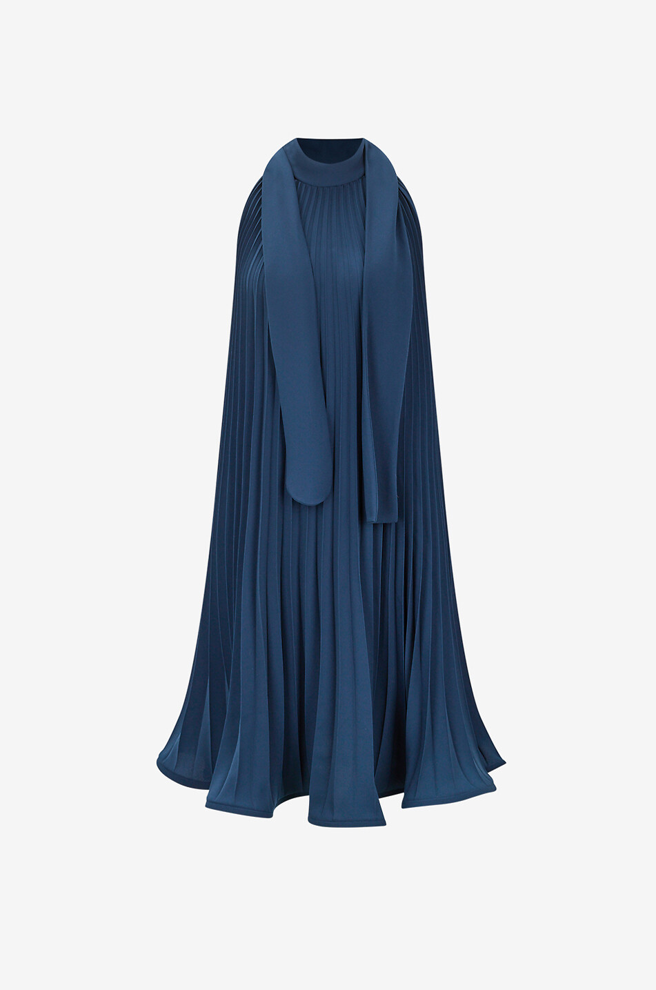 AKRIS PUNTO Long-sleeved flared pleated jersey dress Women DARK BLUE 1