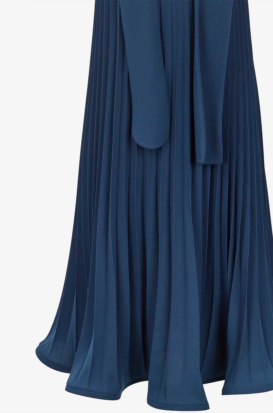 AKRIS PUNTO Long-sleeved flared pleated jersey dress Women DARK BLUE 8