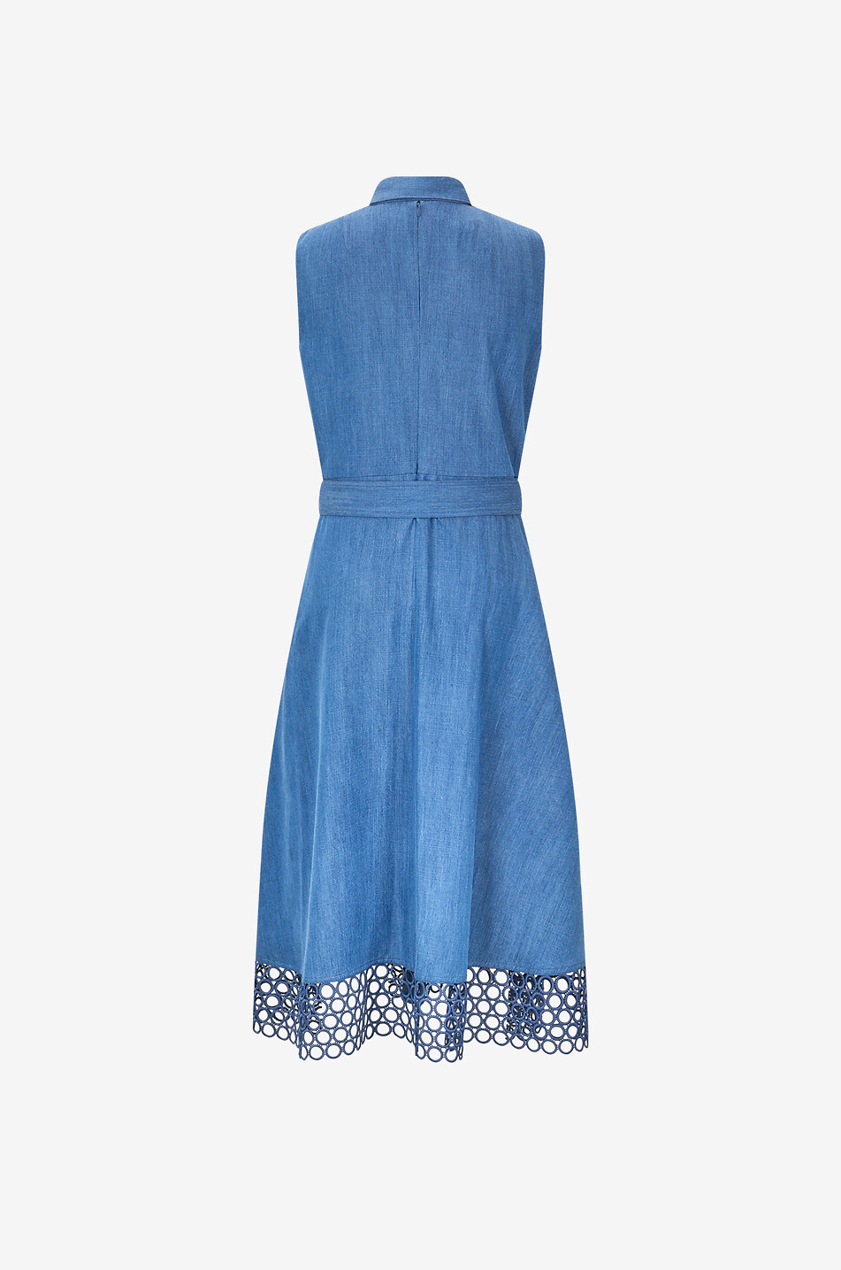 AKRIS PUNTO Belted sleeveless denim midi shirt dress Women MEDIUM BLUE 2