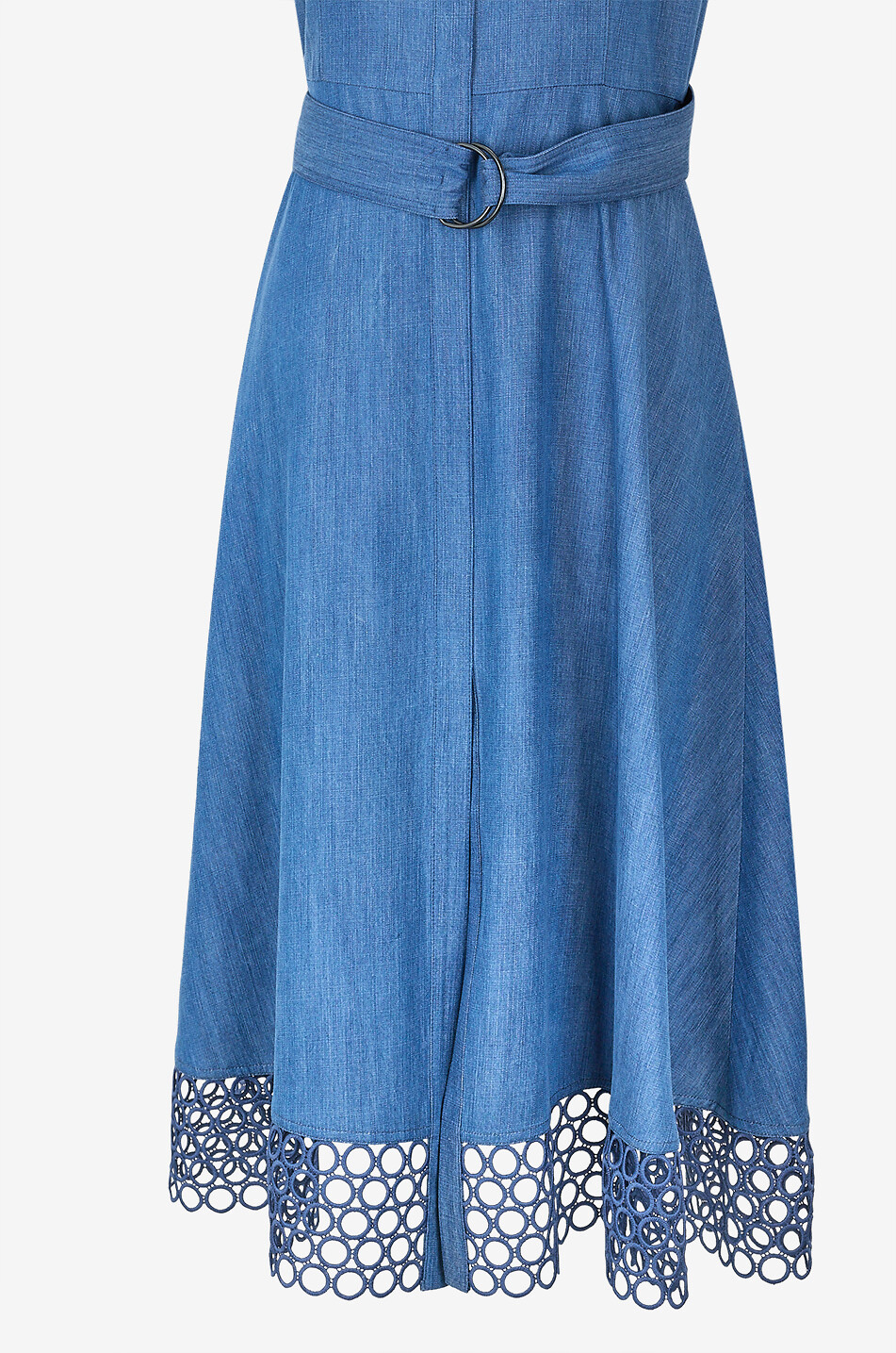AKRIS PUNTO Belted sleeveless denim midi shirt dress Women MEDIUM BLUE 8