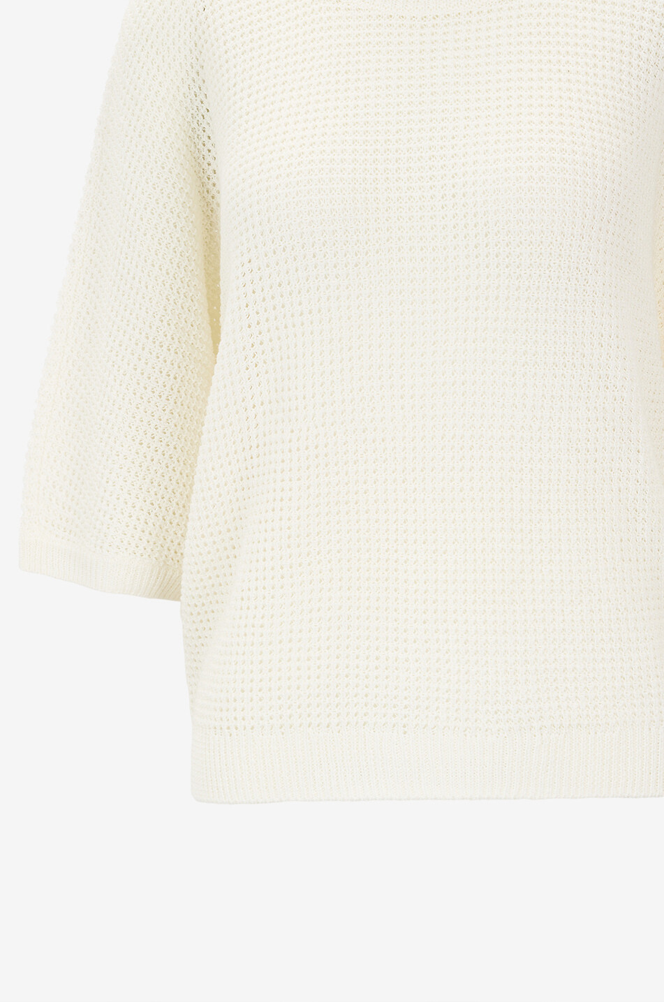 AKRIS PUNTO Pull à col rond en lin et coton Femme BLANC CASSE 7