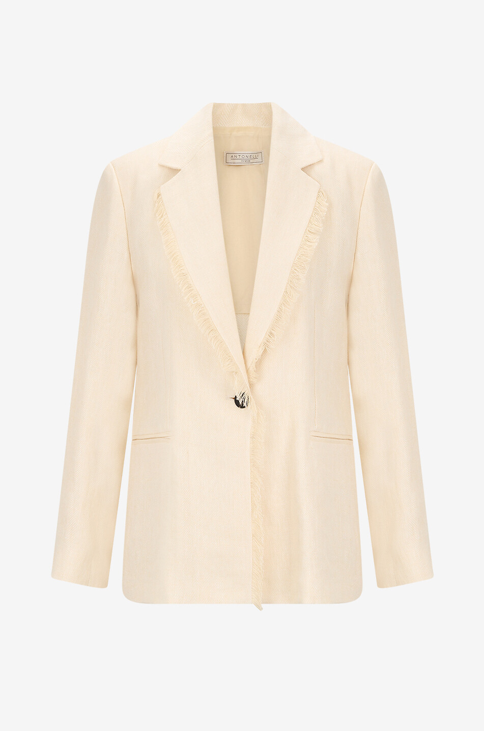 ANTONELLI FIRENZE Finnegan fringed chevron fitted linen blazer Women BEIGE 1