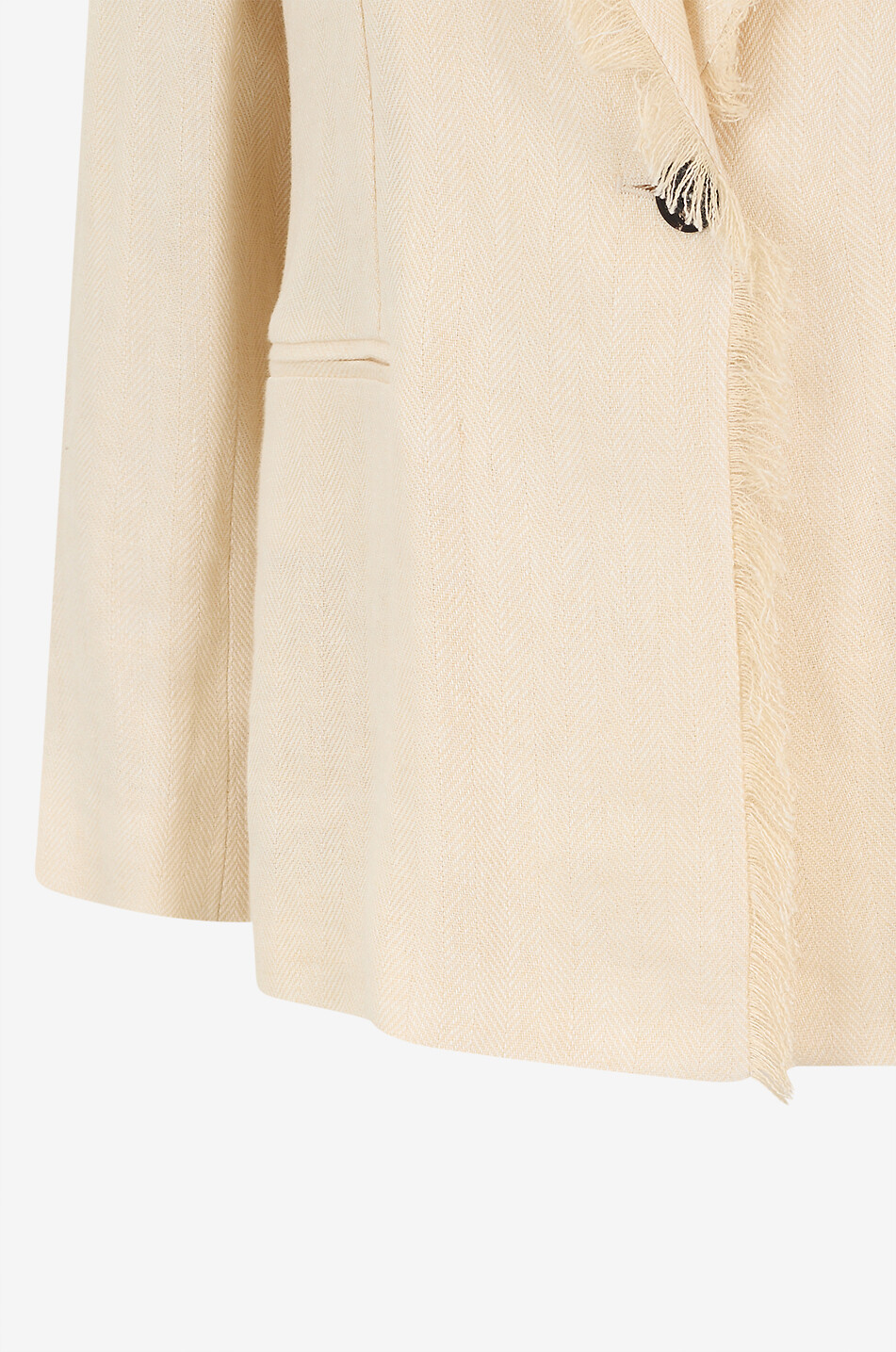ANTONELLI FIRENZE Finnegan fringed chevron fitted linen blazer Women BEIGE 3