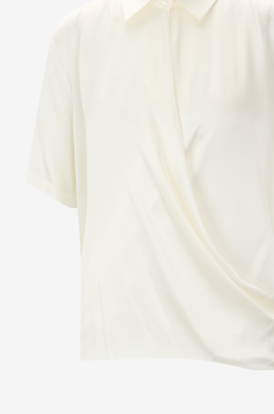 ANTONELLI FIRENZE Ciliegia silk short-sleeved wrap shirt Women EGGSHELL 3