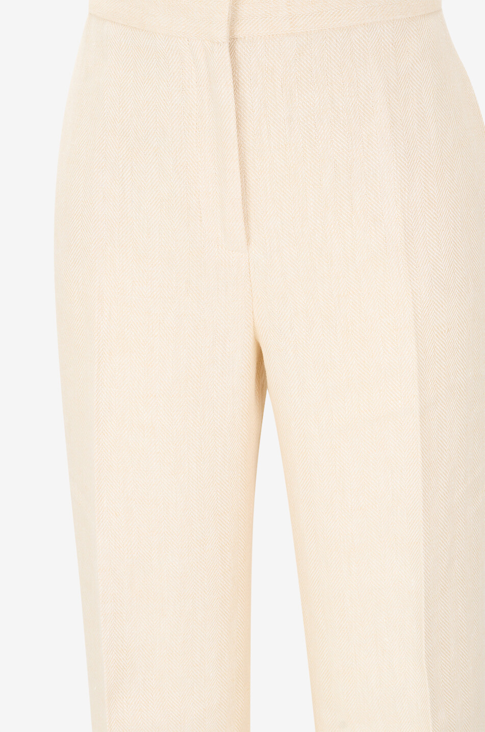 ANTONELLI FIRENZE Robina herringbone linen canvas straight trousers Women BEIGE 3
