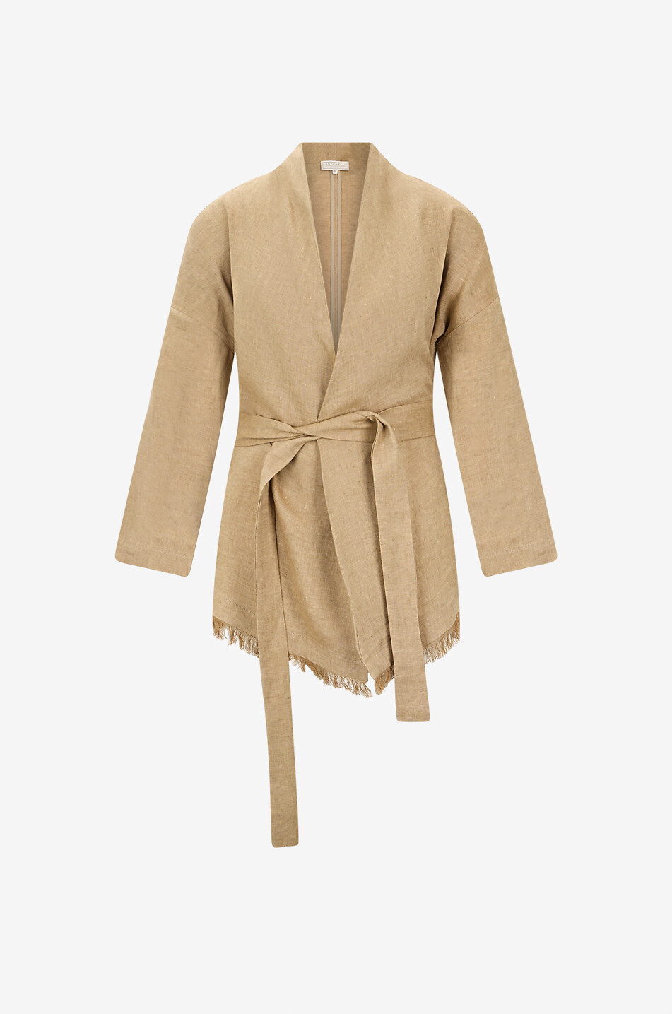 Katia linen asymmetric crossover short kimono