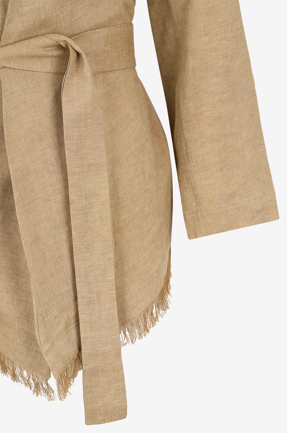 ANTONELLI FIRENZE Katia linen asymmetric crossover short kimono Women KHAKI 3