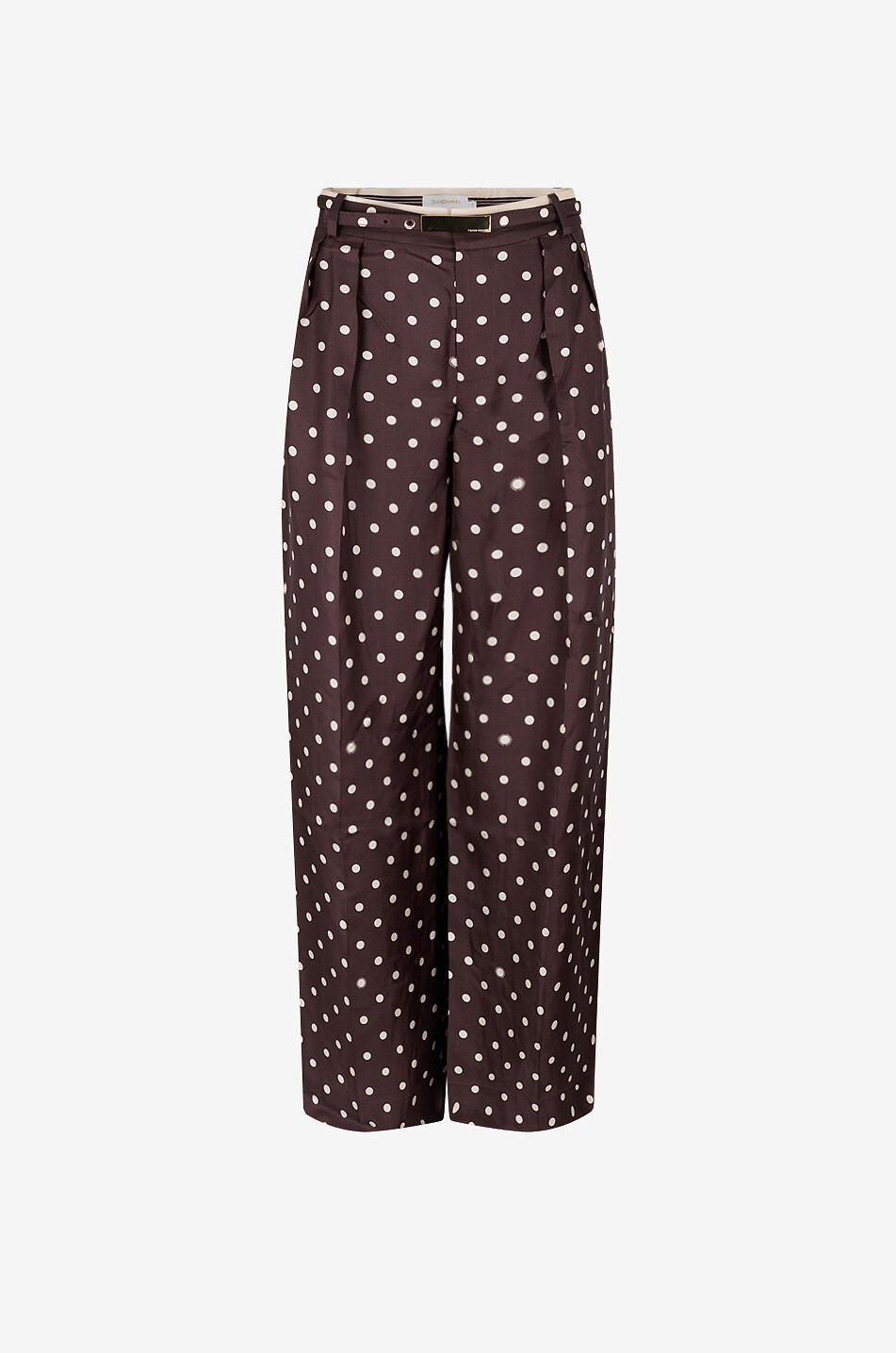 ZIMMERMANN Dot printed silk wide-leg trousers with polka dots Women DARK BROWN 1