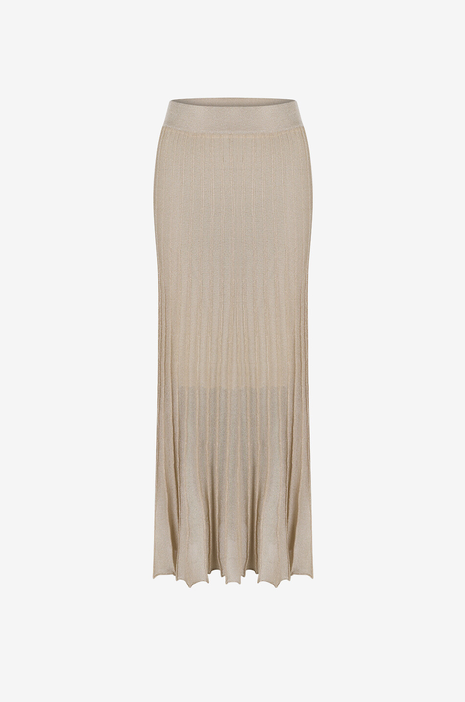 Long flared skirt in sequinned knit