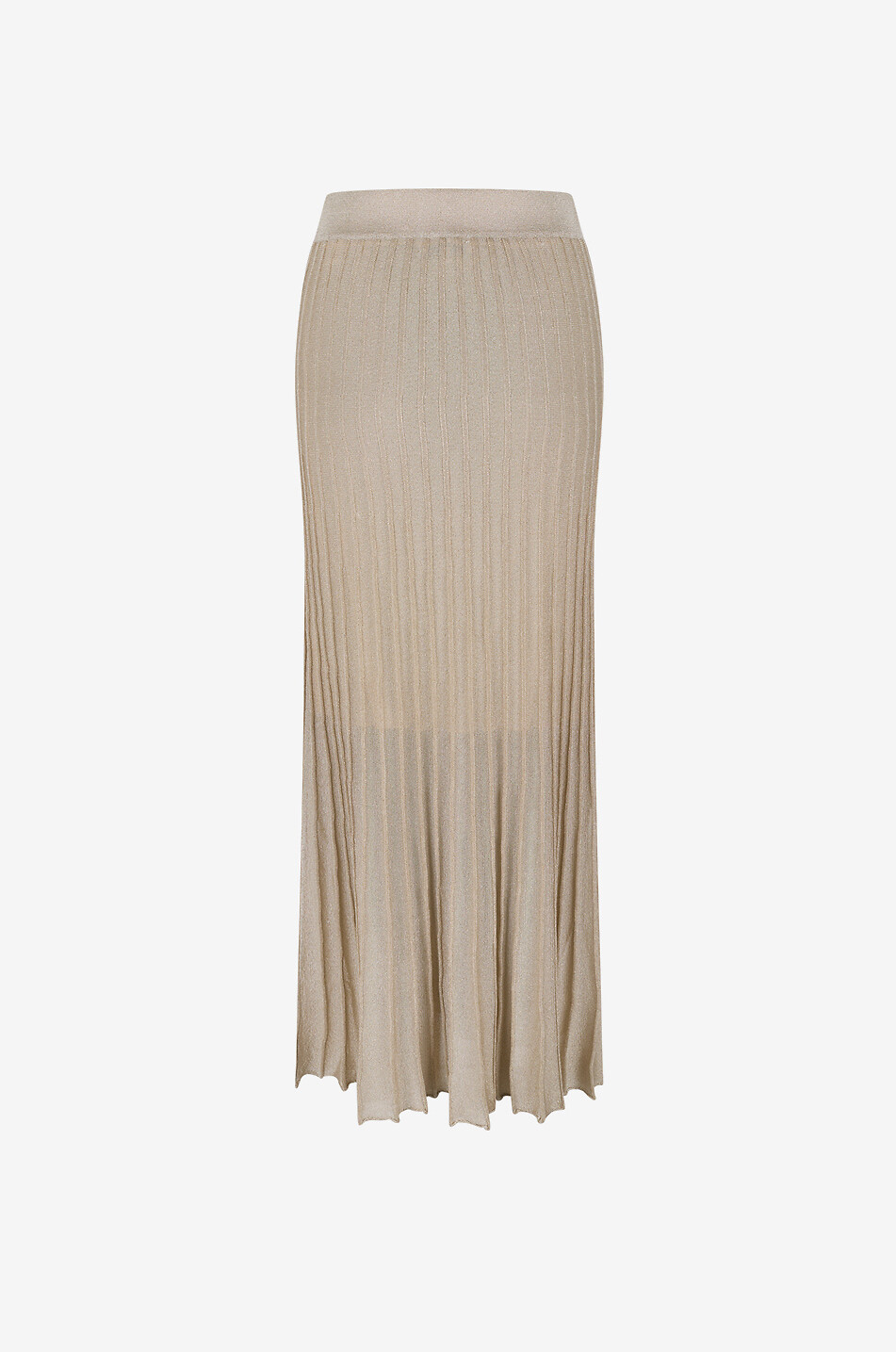 BONGENIE Long flared skirt in sequinned knit Women BEIGE 2